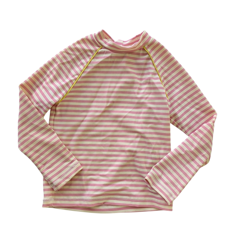 Boden Pink and White Striped Rashguard